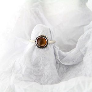 925 Sterling Silver Amber Ring